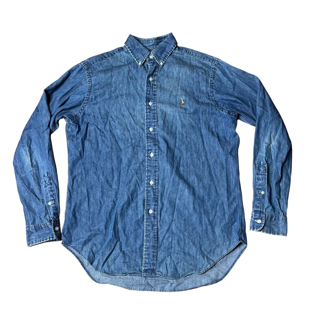 Vintage Polo Ralph Lauren Long Sleeve Classic Fit Denim Button Down Shirt Medium